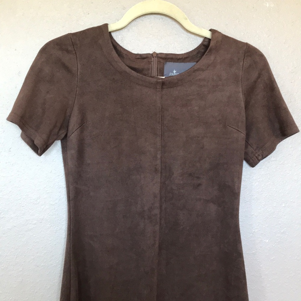 Faux suede brown mini dress